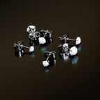 White Synthetic Opal Stainless Steel Post Stud Earring Pack Set of 3