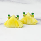 14G 1/2 Steel Yellow Green Pineapple Barbell Nipple Ring Set