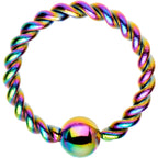 16G 5/16" Rainbow IP So Twisted Captive Style Seamless Ring
