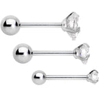16G 5/16 Clear Gem Heart Trio Tragus Cartilage Earring Set of 3