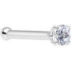 20G Solid 14K White Gold 2mm Cubic Zirconia Nose Stud Ring