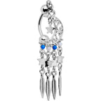 Crescent Moon Dreamcatcher Reversible Top Mount Dangle Belly Ring