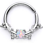 16G 3/8 White Synthetic Opal Luminous Seamless Circular Ring