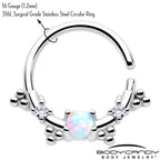 16G 3/8 White Synthetic Opal Luminous Seamless Circular Ring