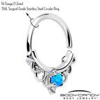 16G 3/8 Blue Synthetic Opal Filigree Seamless Circular Ring