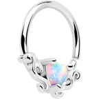 16G 5/16 White Synthetic Opal Bold Heart Seamless Circular Ring