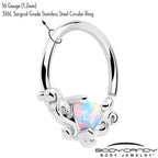 16G 5/16 White Synthetic Opal Bold Heart Seamless Circular Ring