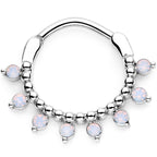 16G 3/8 White Faux Opal Twisted Hoseshoe and Clicker Set of 3