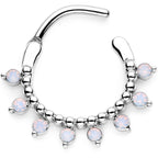 16G 3/8 White Faux Opal Twisted Hoseshoe and Clicker Set of 3