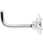 18G 1/4 Clear CZ Gem Ellipse L Shape Nose Ring