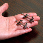 1 1/2 Skeleton Hand Heart Nipple Barbell Shield Set