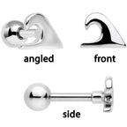 16G 1/4 Ocean Starfish Life Cartilage Tragus Earring Set of 3