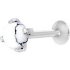16G 5/16 White Howlite Internally Threaded Labret Monroe Tragus