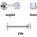 16G 1/4 Clear Gem Red Rose Flower Cartilage Tragus Earring Set of 3