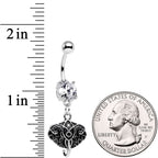 Clear Cubic Zirconia Gem Elephant Inspired Abstract Dangle Belly Ring