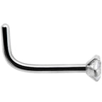 20G 1/4 Clear 2mm CZ Gem Grade 23 Titanium L Shaped Nose Ring