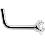 18G Clear 3mm CZ Heart Gem Grade 23 Titanium L Shaped Nose Ring