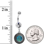 Faux Druzy Quartz Baroque Concentric Circles Dangle Belly Ring