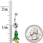Clear Gem An Appealing Little Banana Alien Dangle Belly Ring