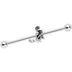 14G Sacred Hamsa Hand with Flower Industrial Barbell 38mm