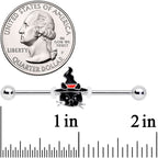 14G Halloween Witch Way Black Cat Barbell Industrial 38mm