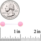 Flexible Acrylic Iridescent Pink Disco Ball Barbell Tongue Ring