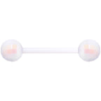 Flexible Acrylic Iridescent White Disco Ball Barbell Tongue Ring