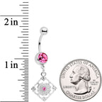 Pink Gem Art Deco Antique Style Elegance Dangle Belly Ring