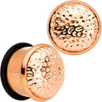 Rose Gold Tone Hammered Finish Single Flare Plug Set 6mm to 16mm Sizes