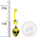 Clear Gem Yellow Glow in the Dark Grumpy Alien Dangle Belly Ring