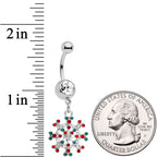 Red Green Gem Winter Blizzard Dangle Belly Ring