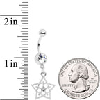 Clear Gem Star and Snow Flower Dangle Belly Ring