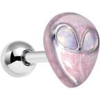 16G 1/4 White Synthetic Opal Alien Tragus Cartilage Earring