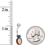 Rainbow Iridescent Dreamy Delicious Pineapple Belly Ring