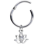 16G 3/8 Clear CZ Gem Lotus Flower Dangle Hinged Segment Ring