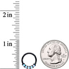 16G 3/8 Synthetic Opal Black Hinged Segment Ring
