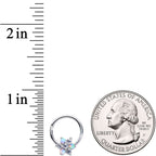 16G 3/8 White Synthetic Opal Snow Star Hinged Segment Ring