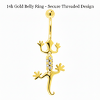 16G Solid 14K Yellow Gold Cubic Zirconia Izzy Lizzy Belly Ring