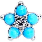 16G 5/16 CZ Gem Faux Turquoise Flower Internally Threaded Labret