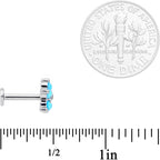 16G 5/16 CZ Gem Faux Turquoise Flower Internally Threaded Labret
