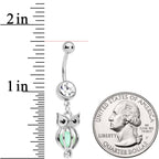 Black Clear Gem Glow in the Dark Owl Dangle Belly Ring