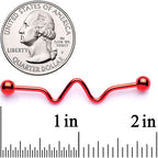 14G Red Anodized Pulse Wave Industrial Barbell 40mm
