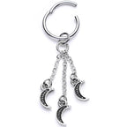 16G 3/8 Triple Crescent Moon Dangle Hinged Segment Ring