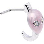 20G White Faux Opal Pink Alien Faux Hoop L Shaped Nose Ring