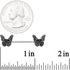 14G 9/16 Death Head Butterfly Barbell Nipple Ring Set