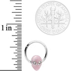 16G 3/8 White Faux Opal Pink Invader Alien Hinged Segment Ring