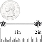 14G Clear Gem Bee Flower Industrial Barbell 38mm