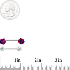 14G 5/8 9/16 Clear Gem Multi Color Roses Barbell Nipple Ring Set