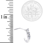 20G Clear CZ Gem Trio Hearts Faux Hoop L Shaped Nose Ring