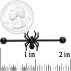 14G Black Gem Black Creepy Critter Spider Industrial Barbell 38mm